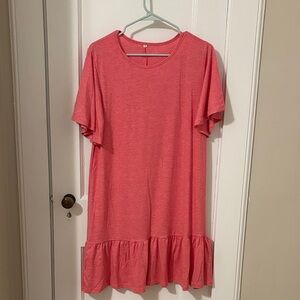 Coral Ruffle Hem Dress